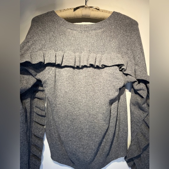 See By Chloé Ruffle Sleeve Virgin Wool Sweater Sz 6 Grey - Picture 9 of 12